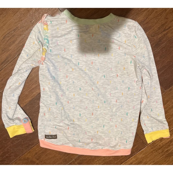 Matilda Jane Girls Rainbow Ruffle Long Sleeve Gray Sweatshirt Top Size 6 - Picture 2 of 4